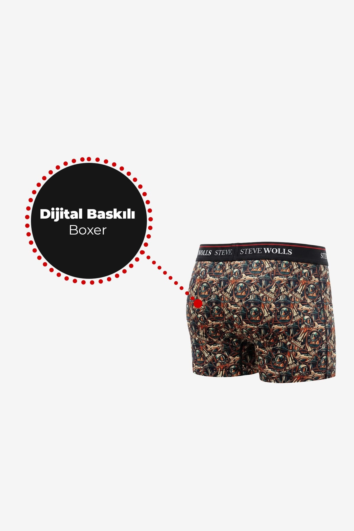 Erkek Karışık Desenli 3'lü Dijital Baskı Boxer - 1100