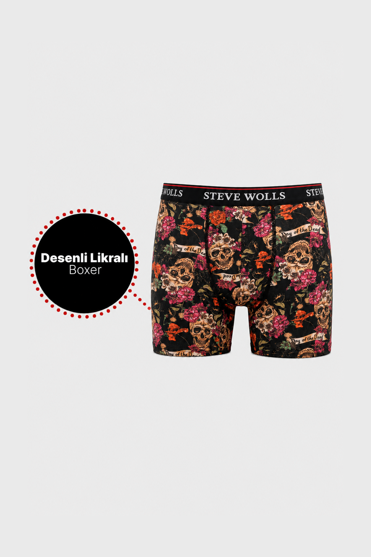Erkek Kuru Kafa Çiçek Desenli Boxer - 23400