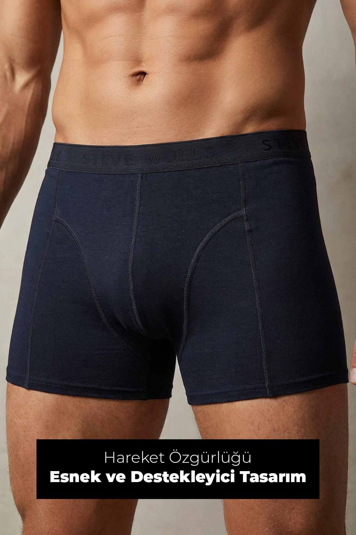 Erkek Lacivert 3’Lü Klasik Bambu Boxer - 25101