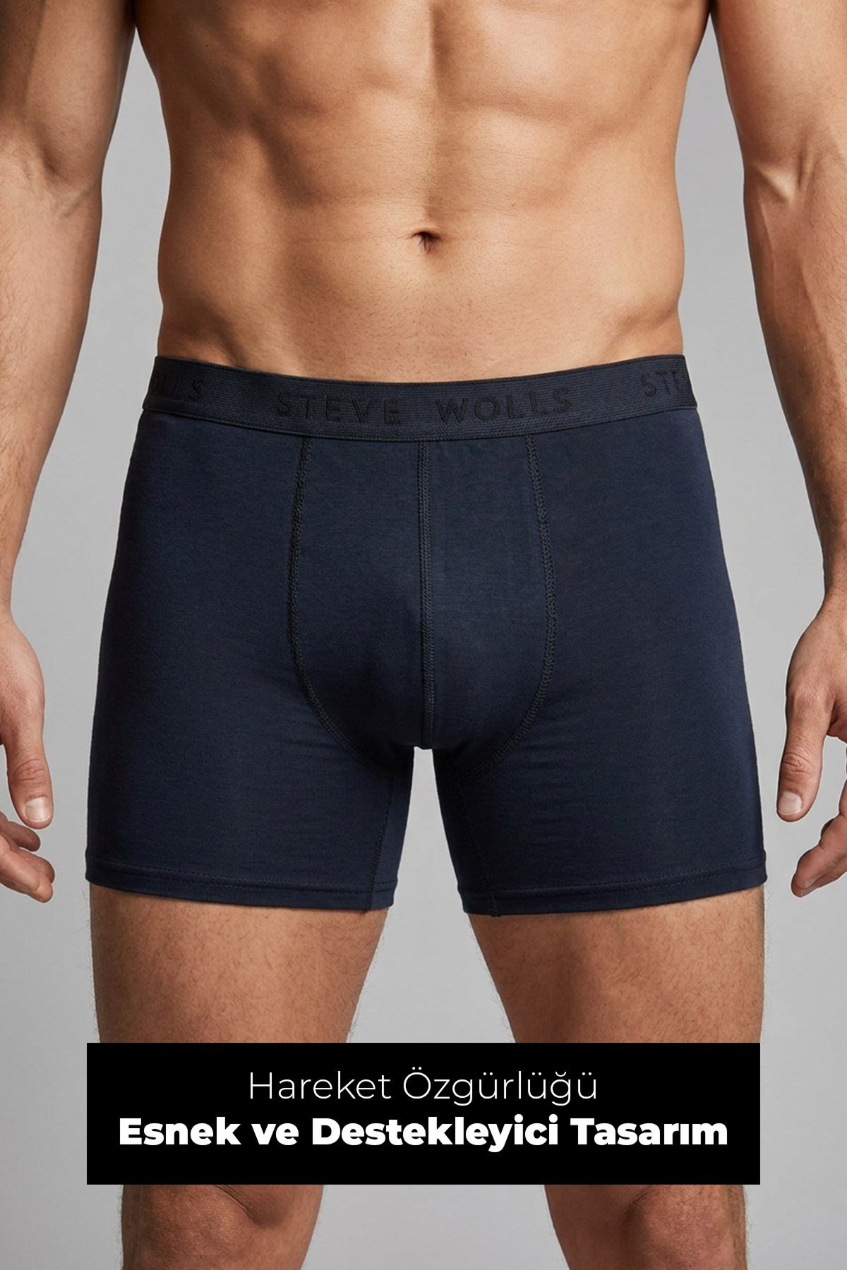 Erkek Lacivert 5’Li Uzun Paça Bambu Boxer - 25203