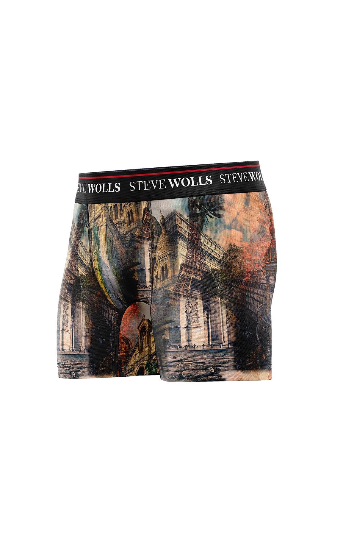 Erkek Paris Desenli Tekli Dijital Baskı Boxer - 1039