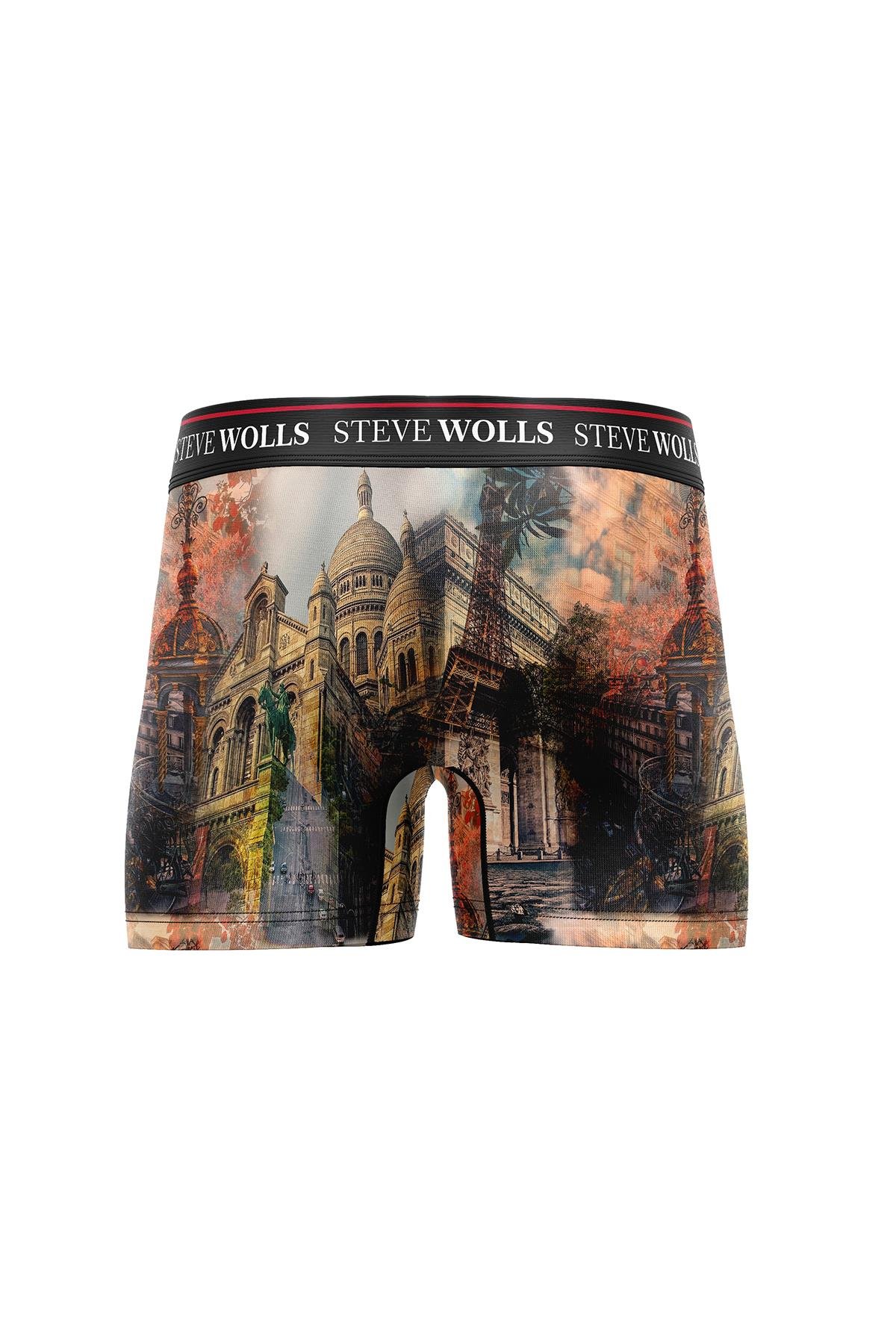 Erkek Paris Desenli Tekli Dijital Baskı Boxer - 1039