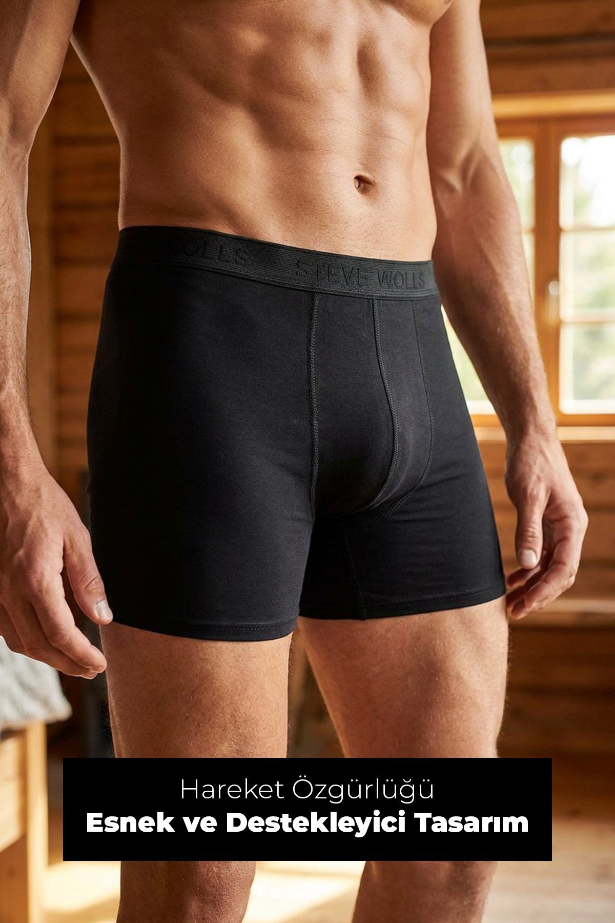 Erkek Siyah 3’Lü Uzun Paça Bambu Boxer - 25201
