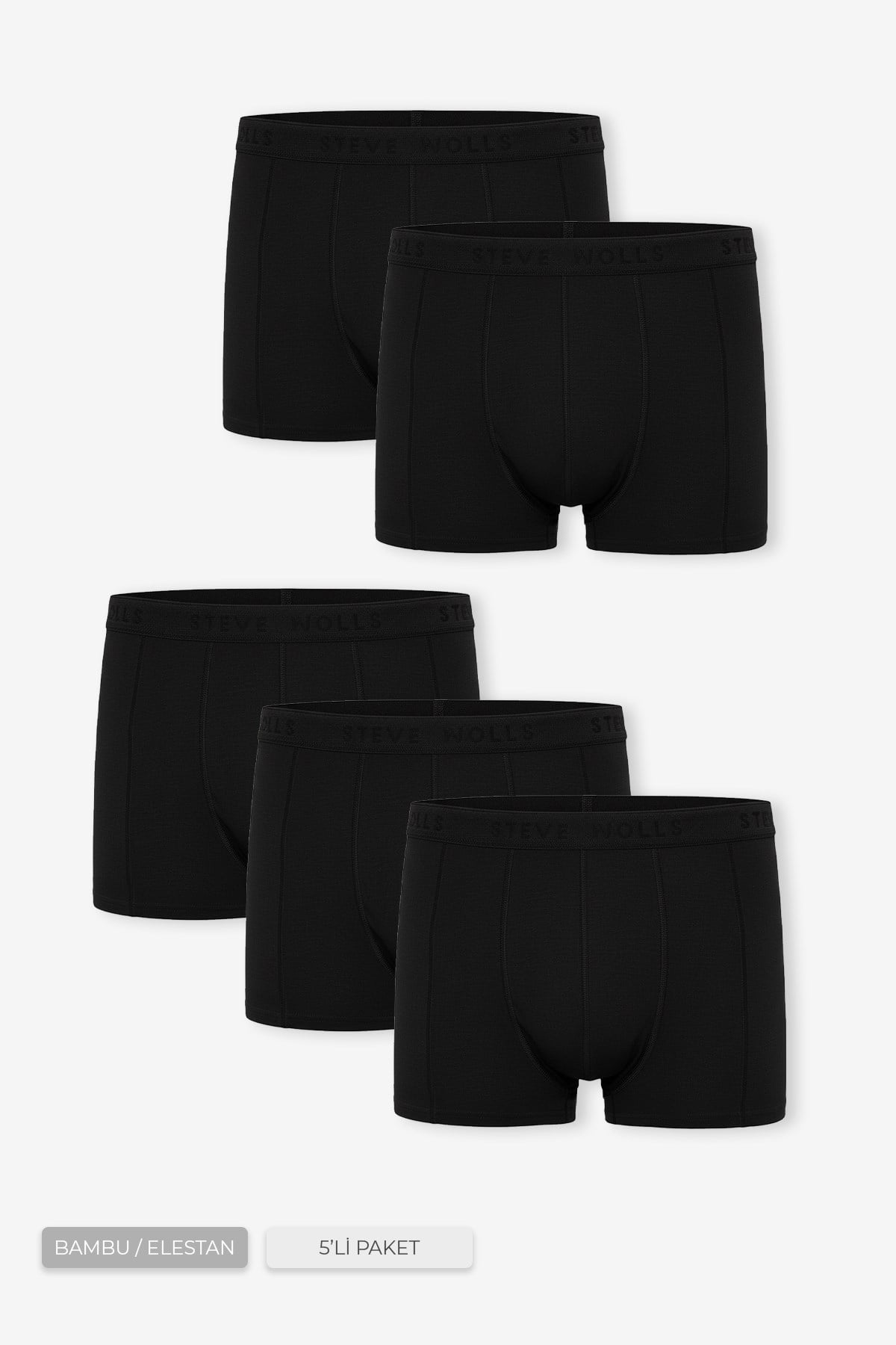 Erkek Siyah 5’Li Klasik Bambu Boxer - 25103