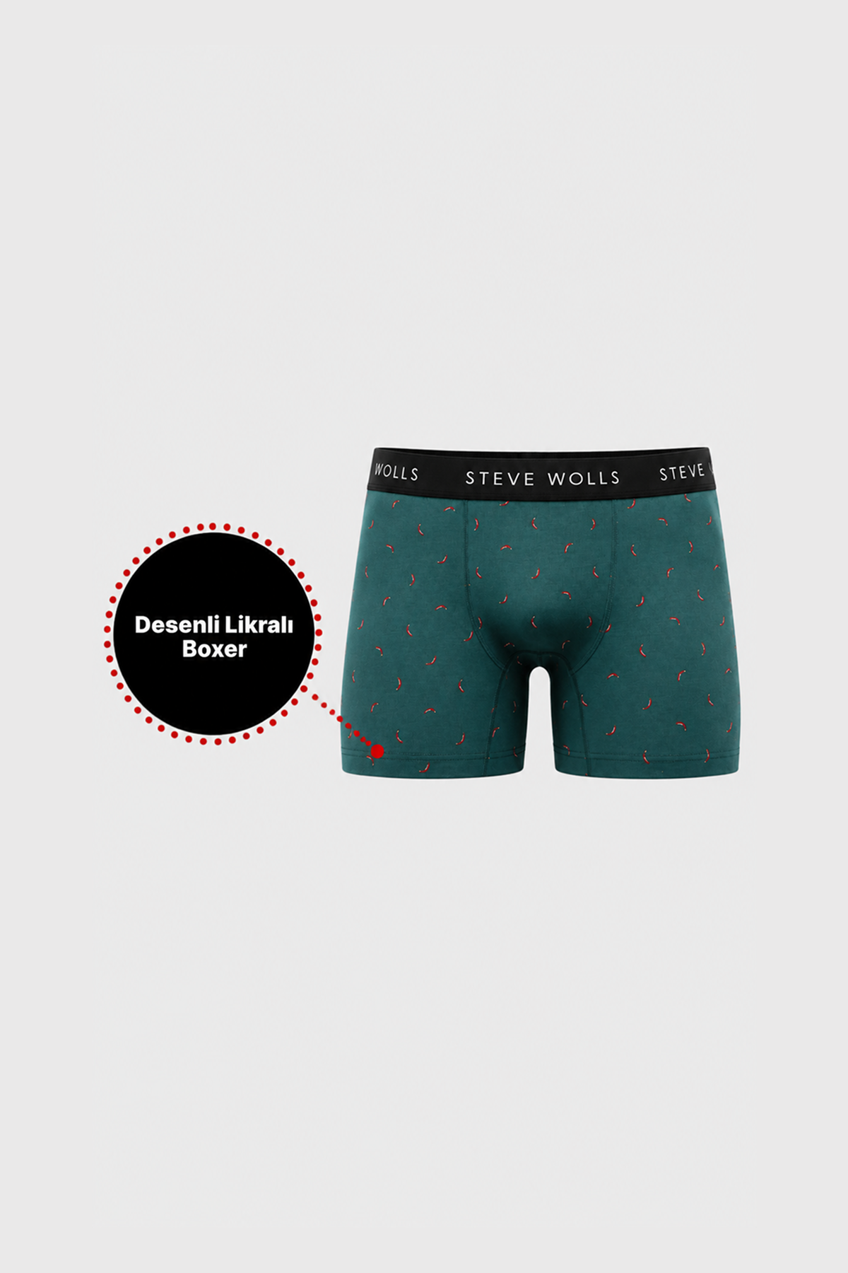 Erkek Yeşil Biber Desenli Boxer - 23400