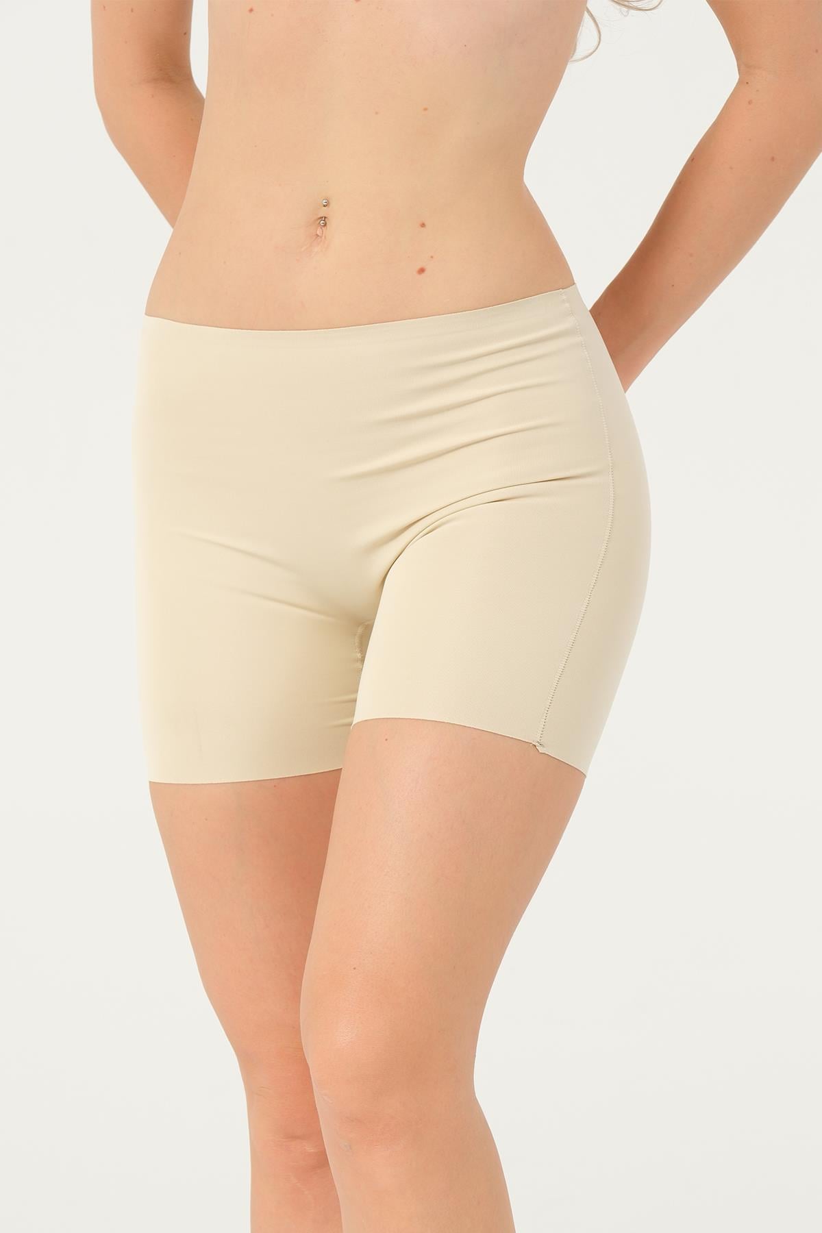 Kadın Ten Silikonlu Lazer Kesim Boxer Korse - 9901