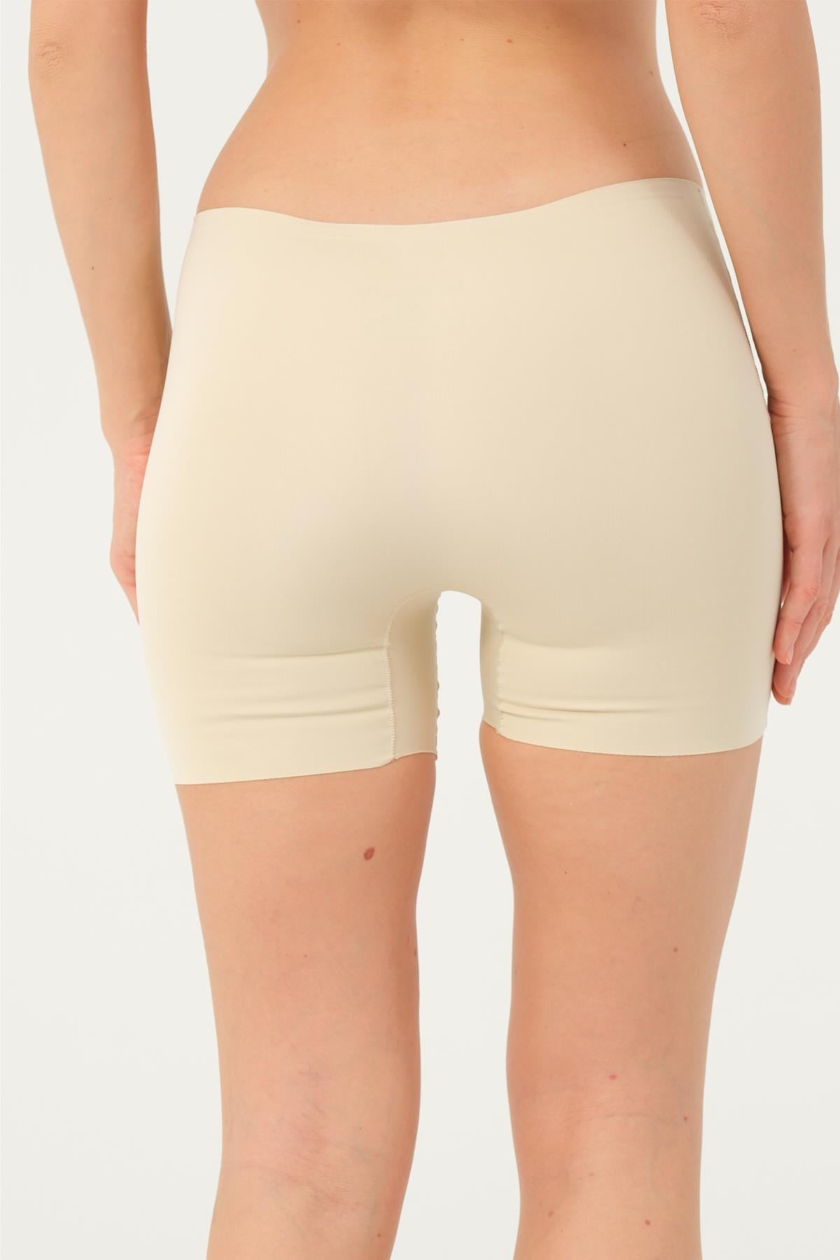 Kadın Ten Silikonlu Lazer Kesim Boxer Korse - 9901