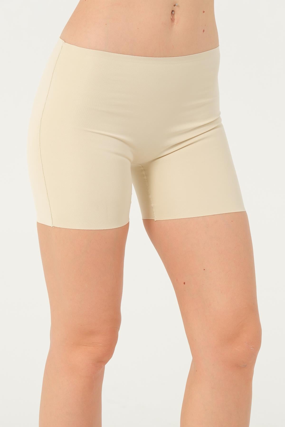 Kadın Ten Silikonlu Lazer Kesim Boxer Korse - 9901