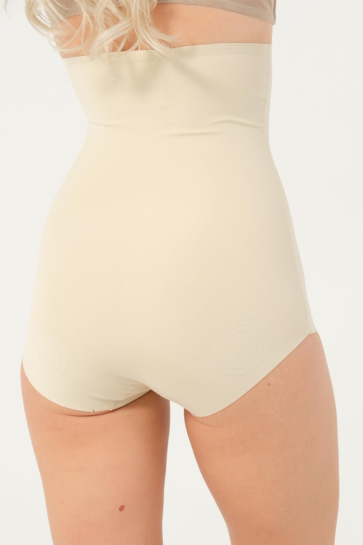 Kadın Ten Silikonlu Lazer Kesim Yüksek Bel Slip Korse - 9903