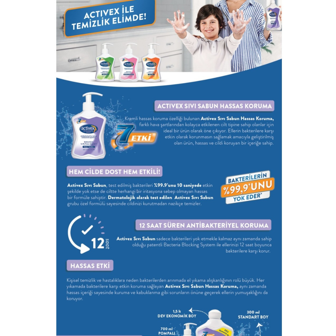 Actıvex Sıvı Sabun 650+300 Ml. Hassas