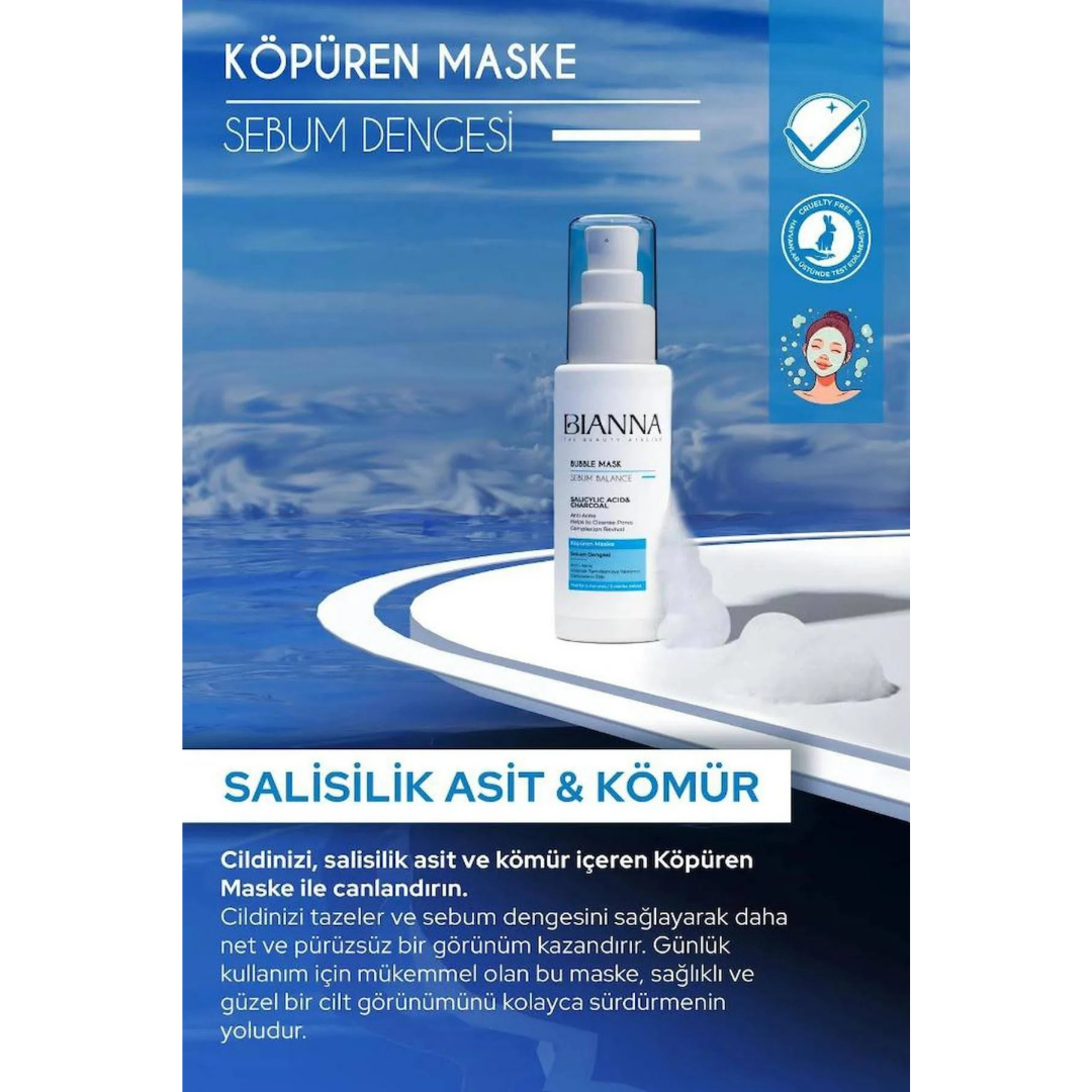 Bianna Köpüren Maske 75ml. Salicylic Acid&Charcoal