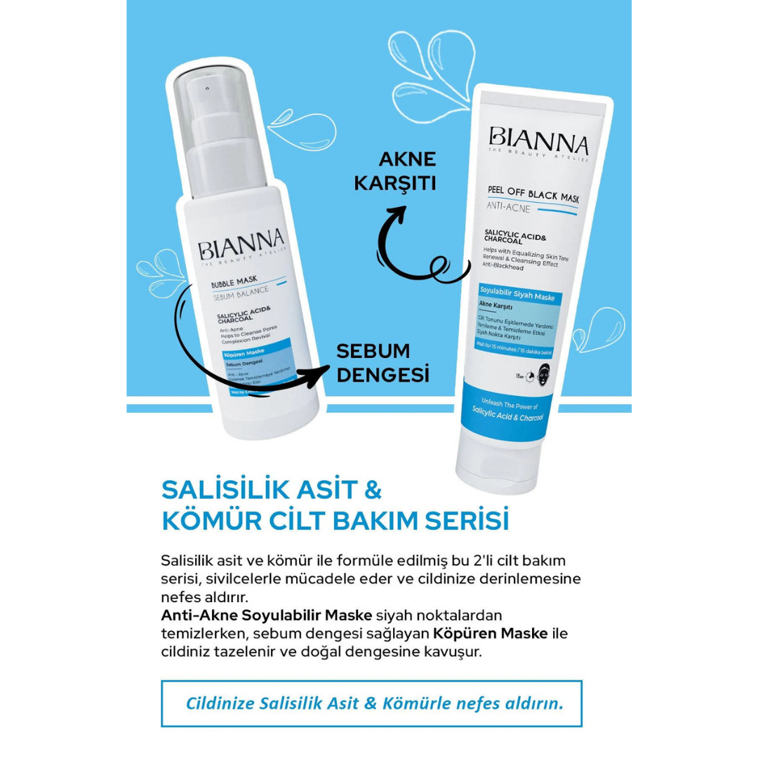 Bianna Köpüren Maske 75ml. Salicylic Acid&Charcoal