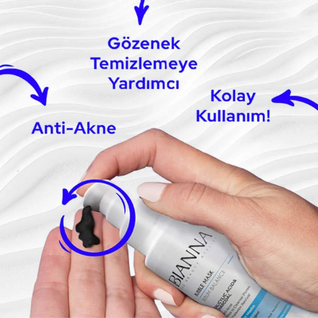 Bianna Köpüren Maske 75ml. Salicylic Acid&Charcoal