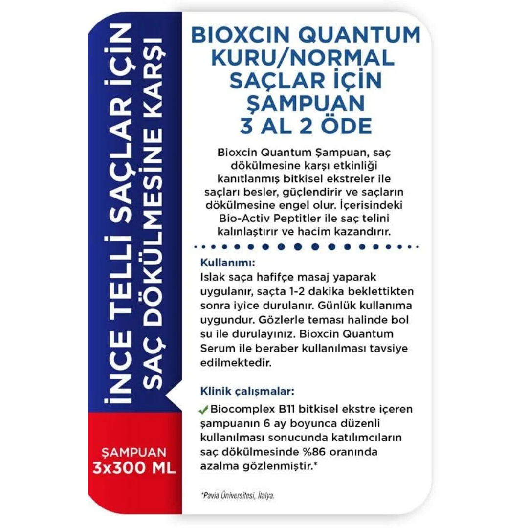 Bioxcin Şampuan 300ml. Kuru-Normal Saçlar 3pcs