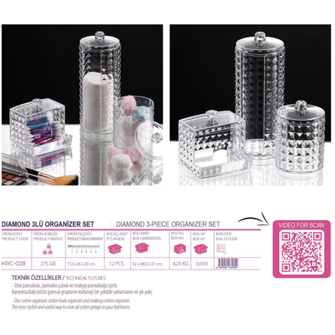 Black Stone Diamond 3'lü Organizer Set KRC-028
