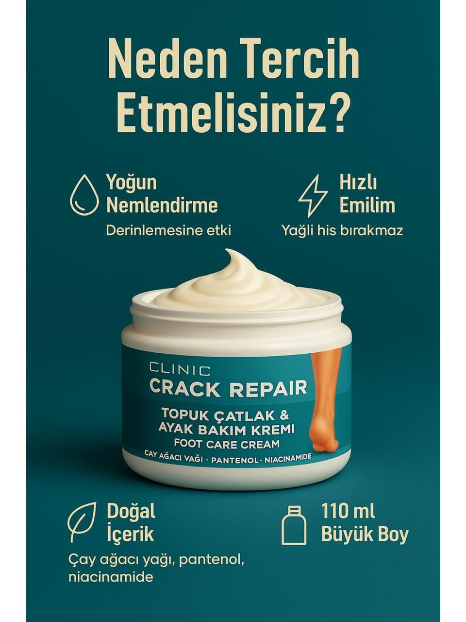 Clinic Topuk Çatlak & Ayak Bakım Kremi 110gr.