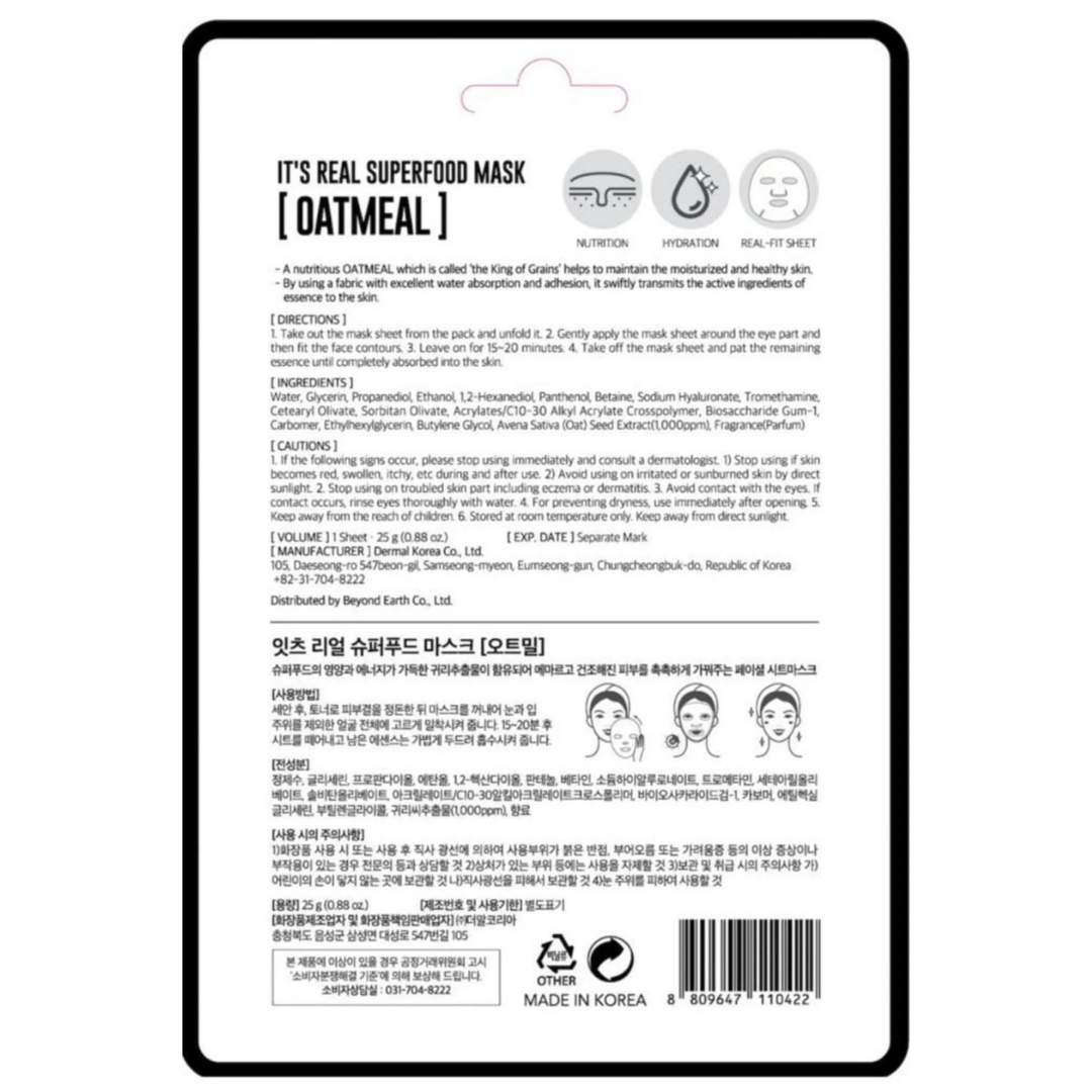 Dermal It'S Real Super Gıda Maskesi 25 Gr. (Yulaf)