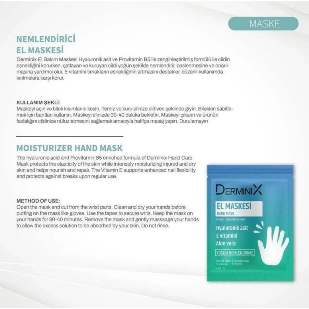 Derminix El Maskesi Hyaluronık Asıt+Aloe Vera