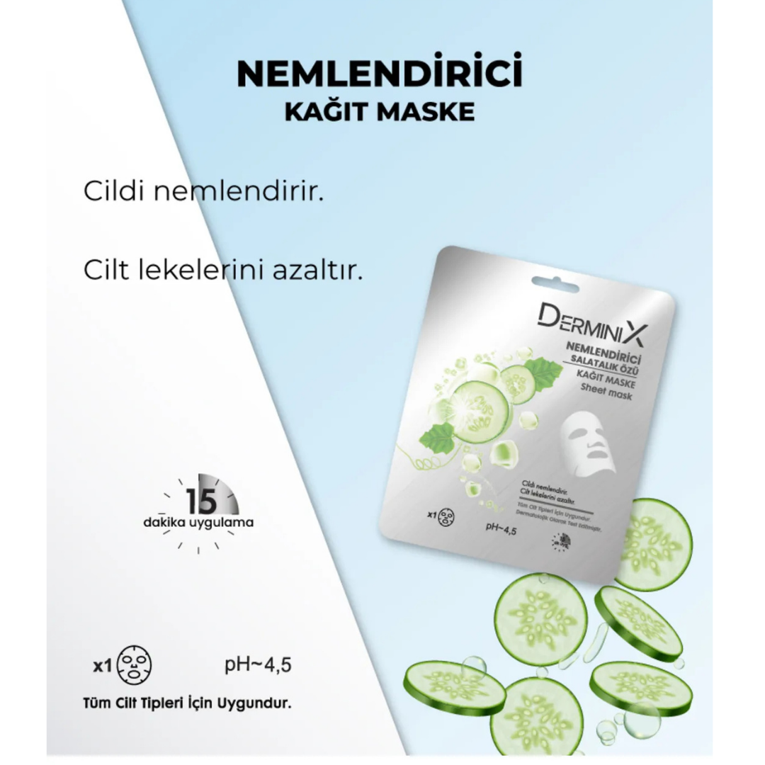 Derminix Kağıt Maske 25gr. Nemlendirici Salatalık
