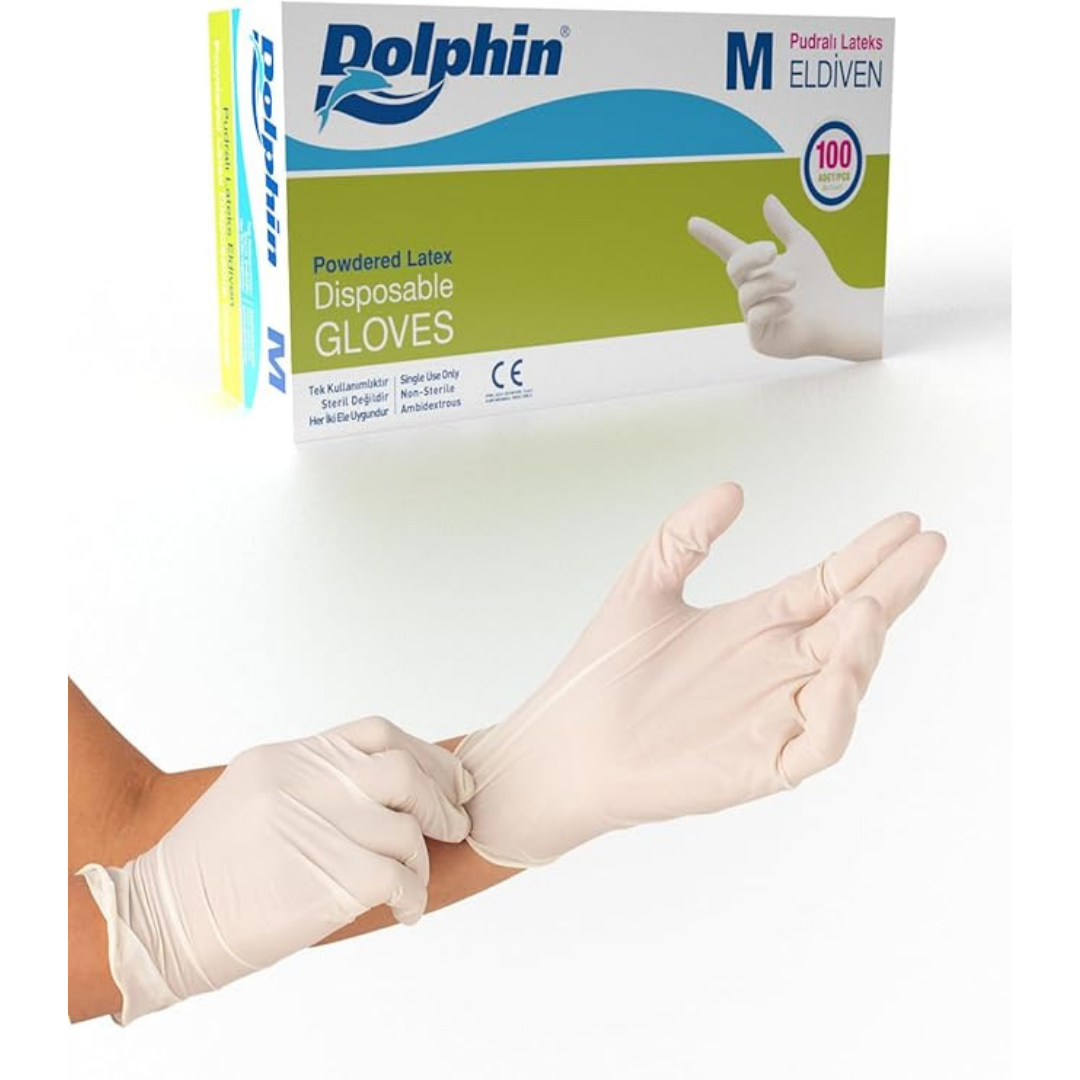 Dolphin Latex Eldiven M Orta Boy 100pcs