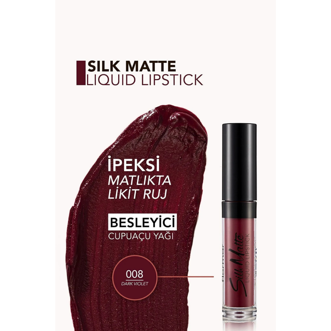 Flormar Silky Matte Liguid Lipstick 008 Dark Viole