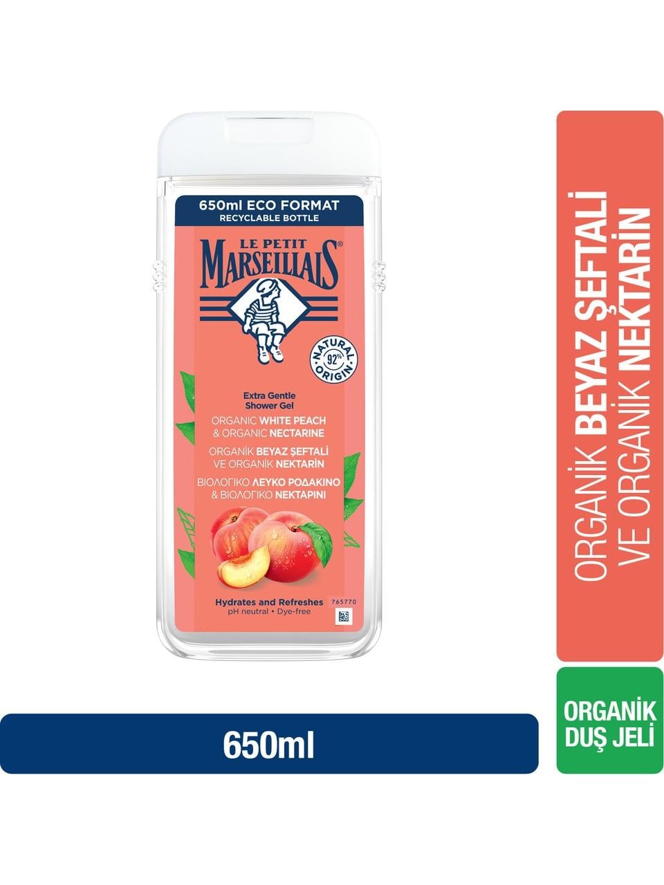 Marseiliais Duş Jeli 650ml. Beyaz Şeftali&Nektarin