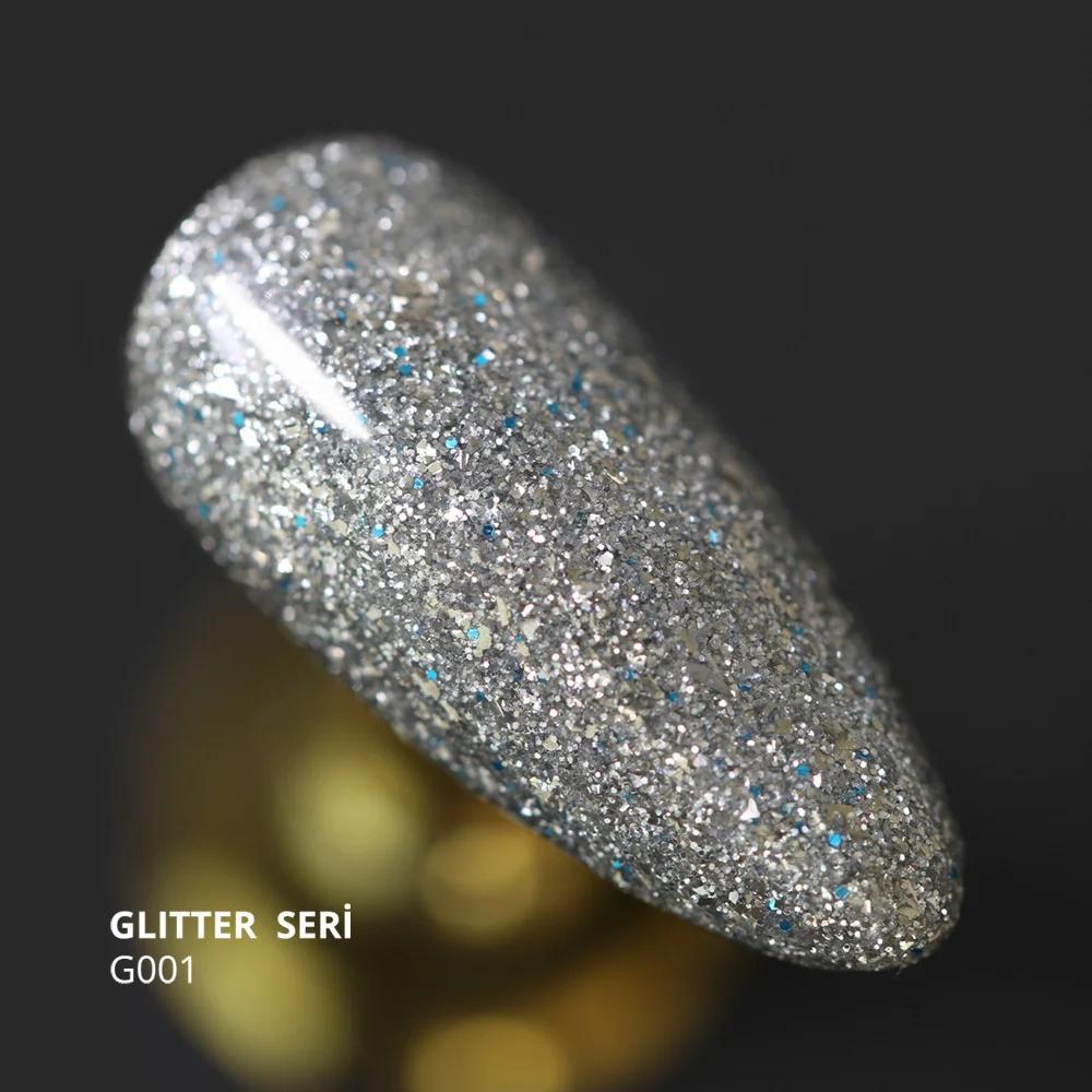 MOMO GLITTER SERİ G001 14ml. YOĞUN GÜMÜŞ SİMLİ