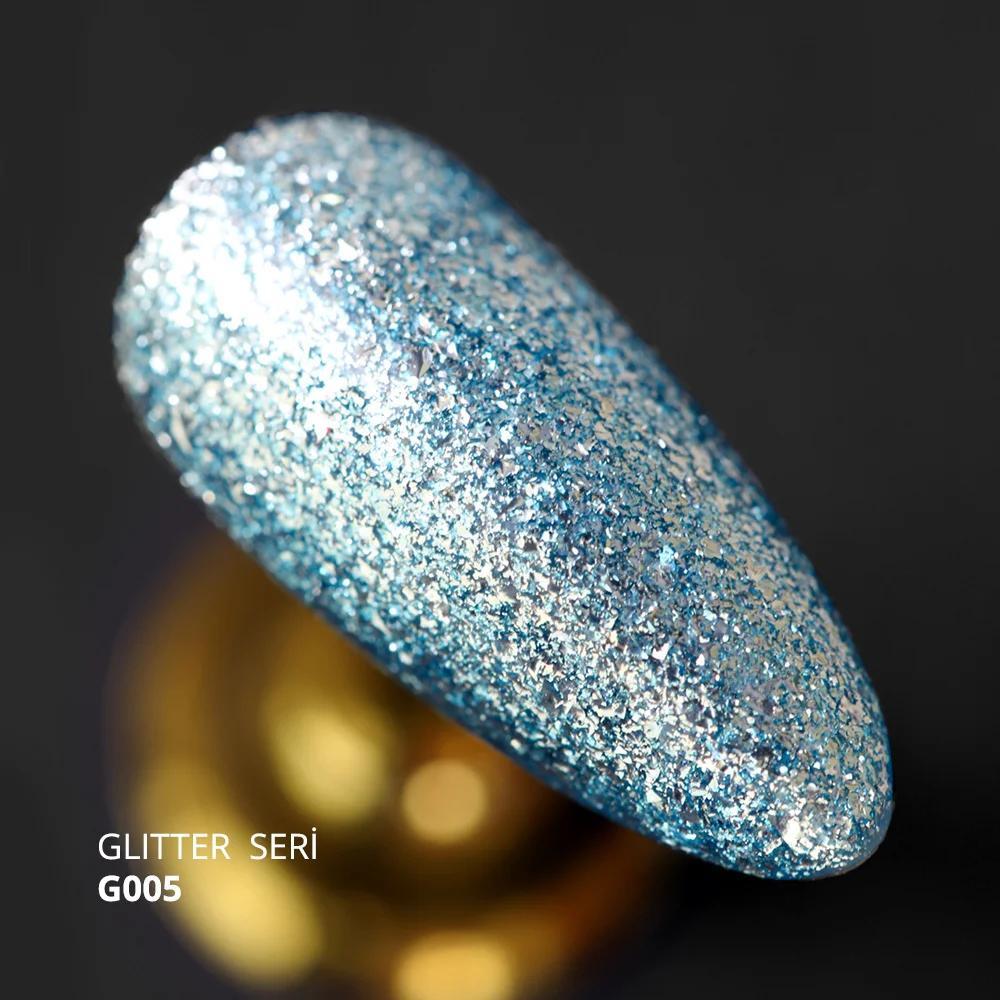 MOMO GLITTER SERİ G005 14ml. YOĞUN GÜMÜŞ TURKUAZ