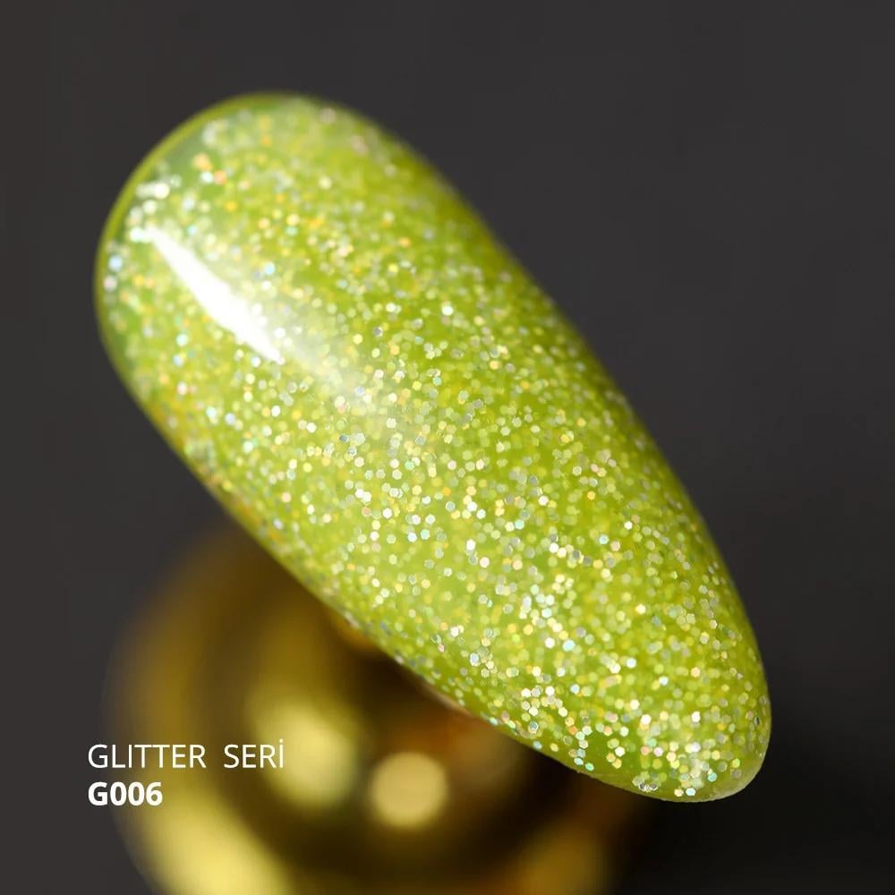 MOMO GLITTER SERİ G006 14ml. YEŞİLLİ HOLOG.SİMLİ