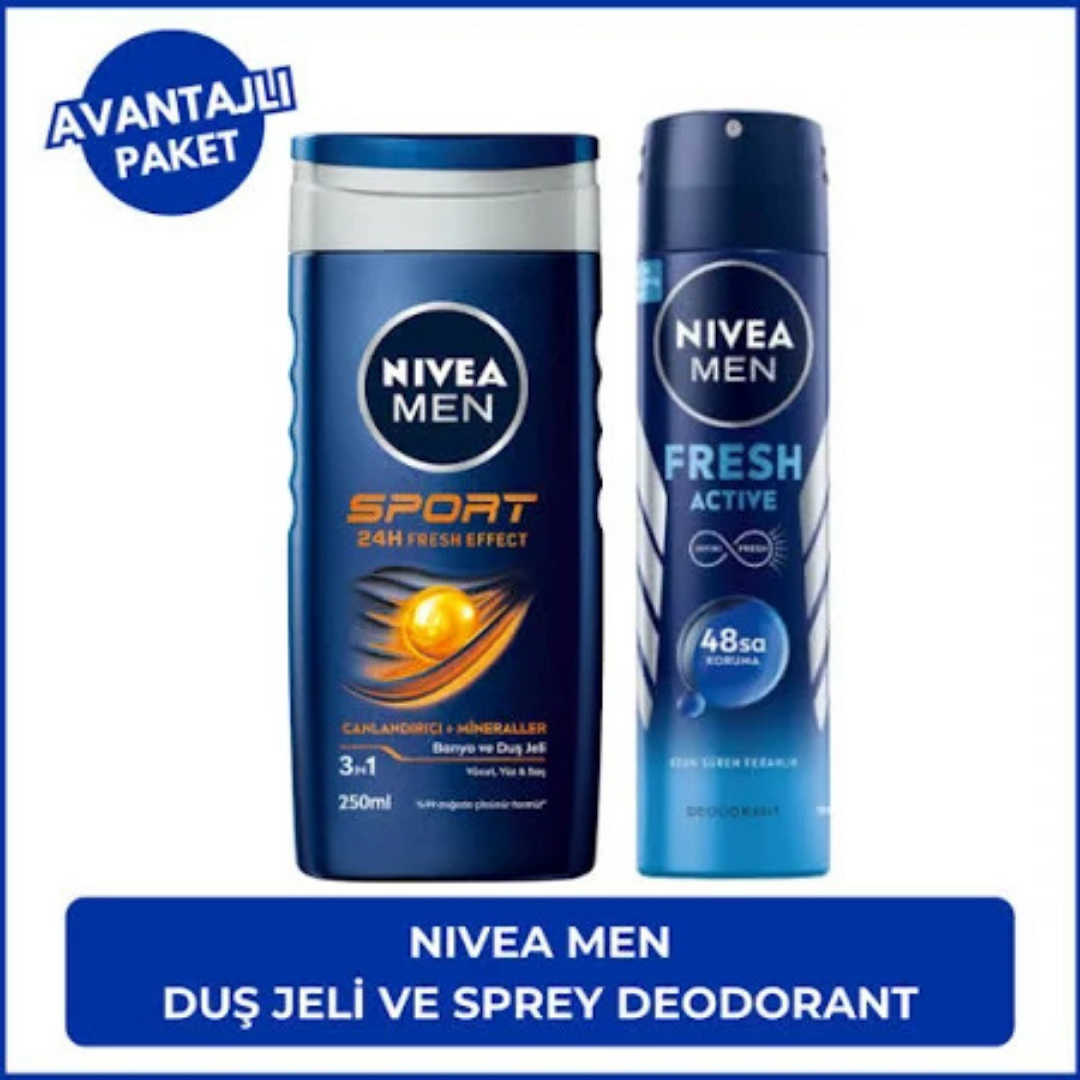 Nivea Deodorant 150ml.Active Fresh&Duş Jeli Sport