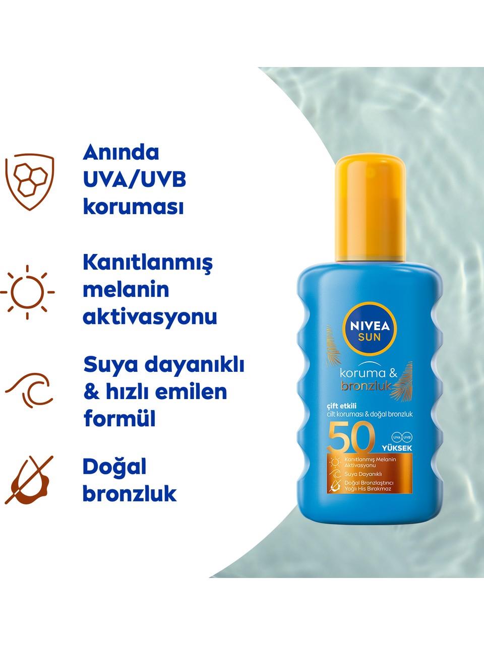 Nivea Sun Sprey 200ml. Koruma&Bronzluk 50F 85450