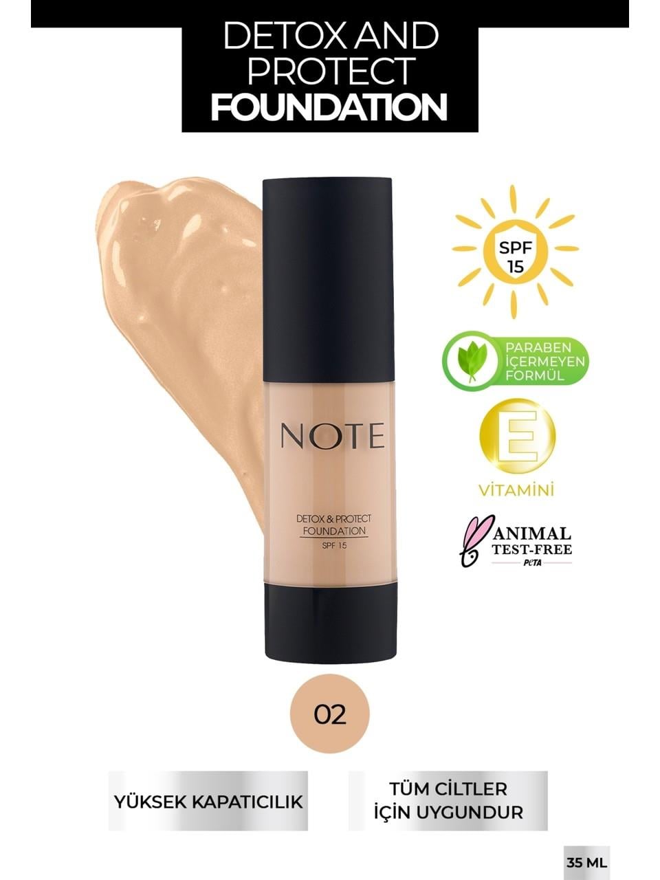 Note Detox&Protect Foundation 02 Natural Beige