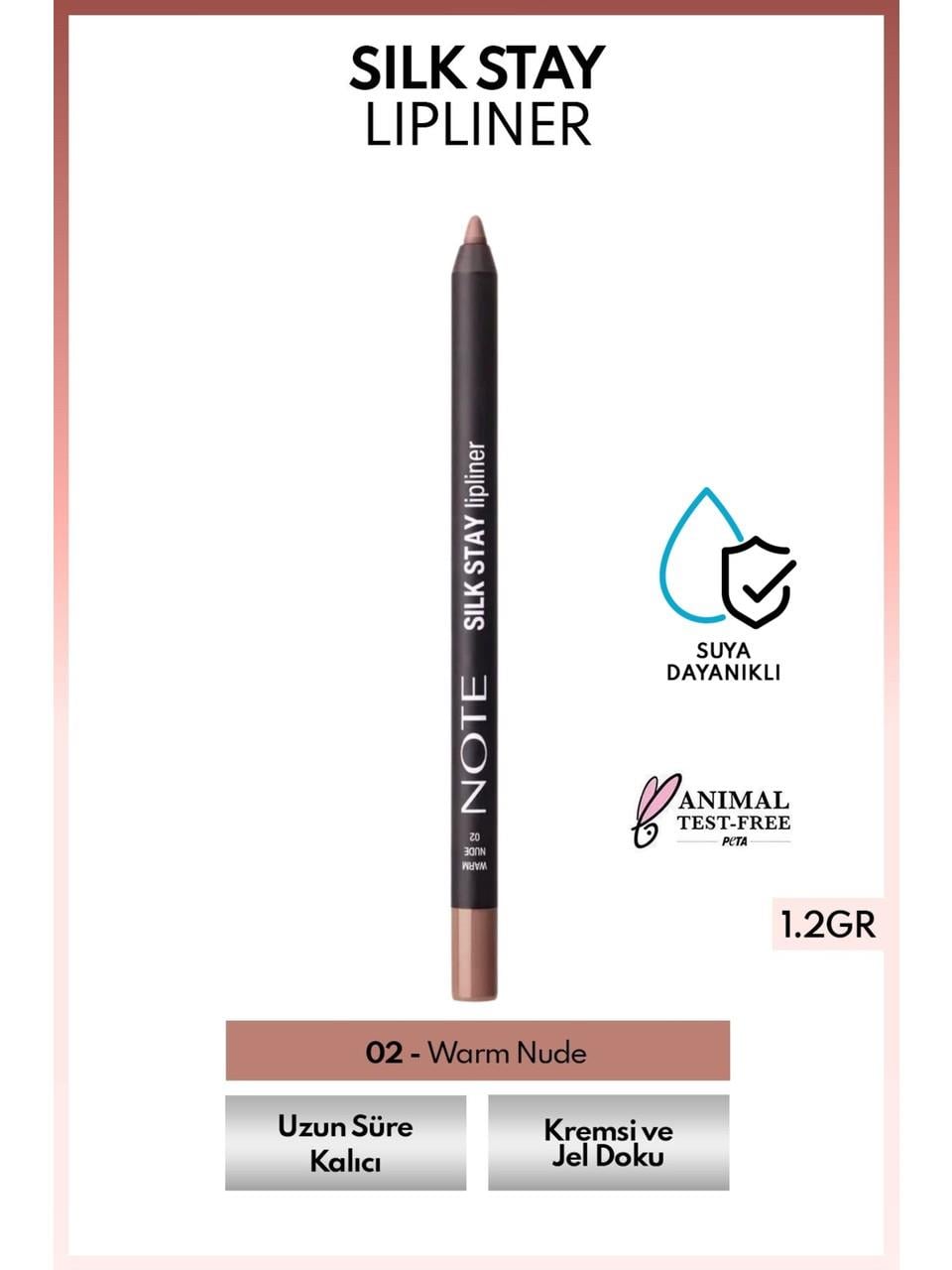 Note Silk Stay Lipliner 1,2gr. 02 Warm Nude