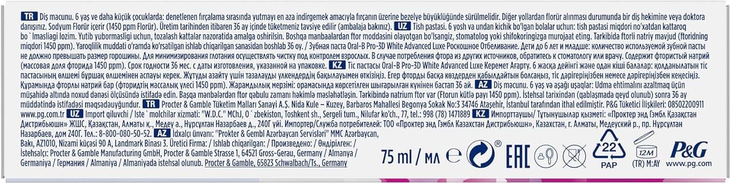 Oral-B Diş Macunu 75ml. Glamorous White