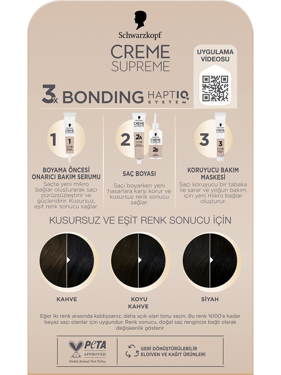 Schwarzkopf Creme Supreme Kit Boya 1-0 Siyah