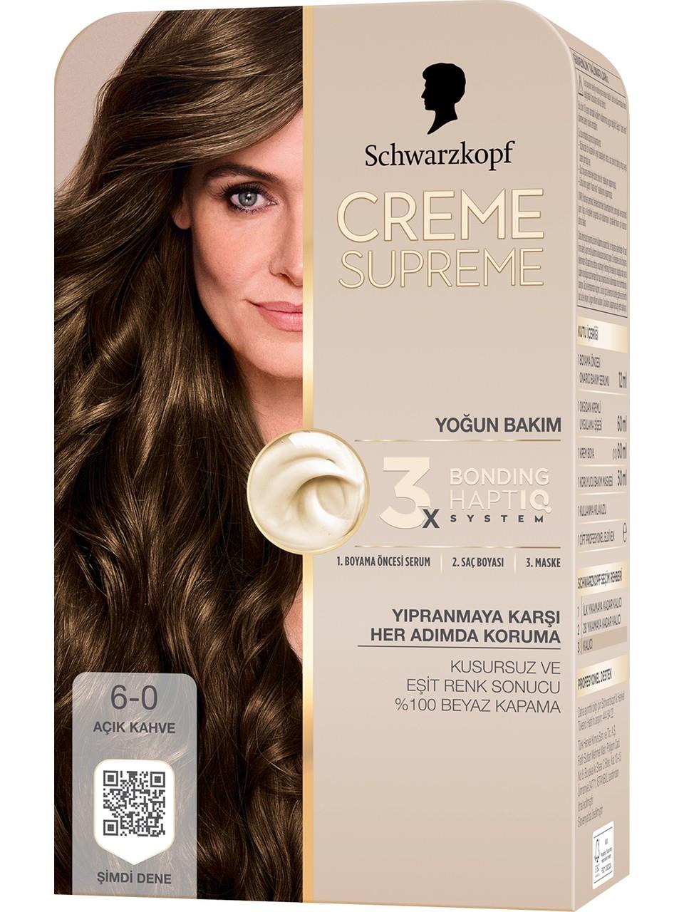 Schwarzkopf Creme Supreme Kit Boya 6-0 Açık Kahve