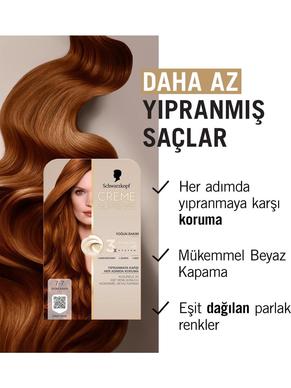 Schwarzkopf Creme Supreme Kit Boya 7-7 Sıcak Bakır