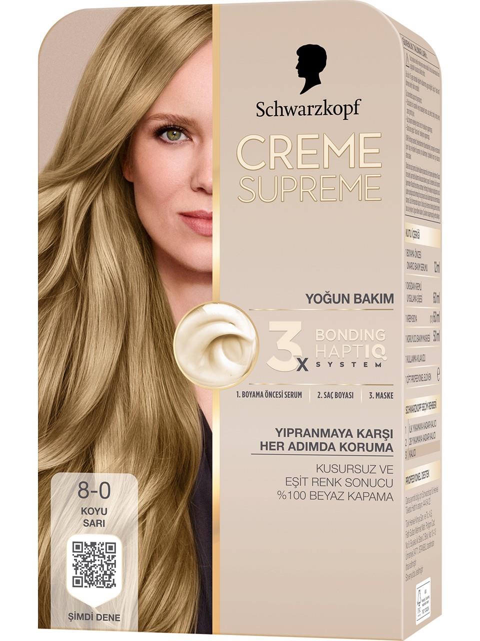 Schwarzkopf Creme Supreme Kit Boya 8-0 Koyu Sarı