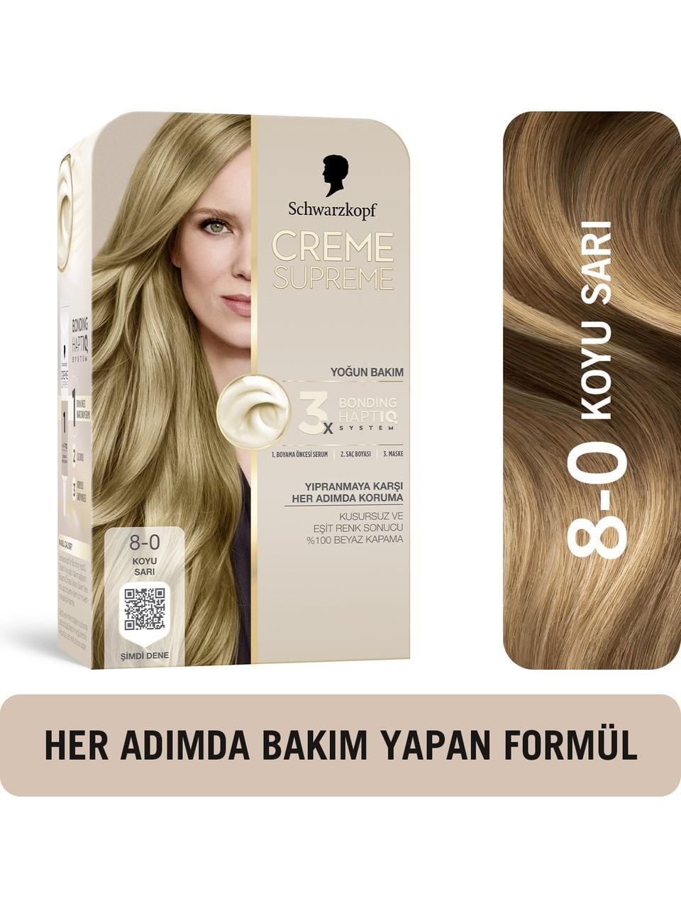 Schwarzkopf Creme Supreme Kit Boya 8-0 Koyu Sarı
