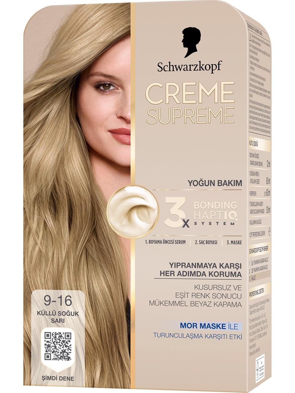 Schwarzkopf Creme Supreme Kit Boya 9-16 K.S.Sarı