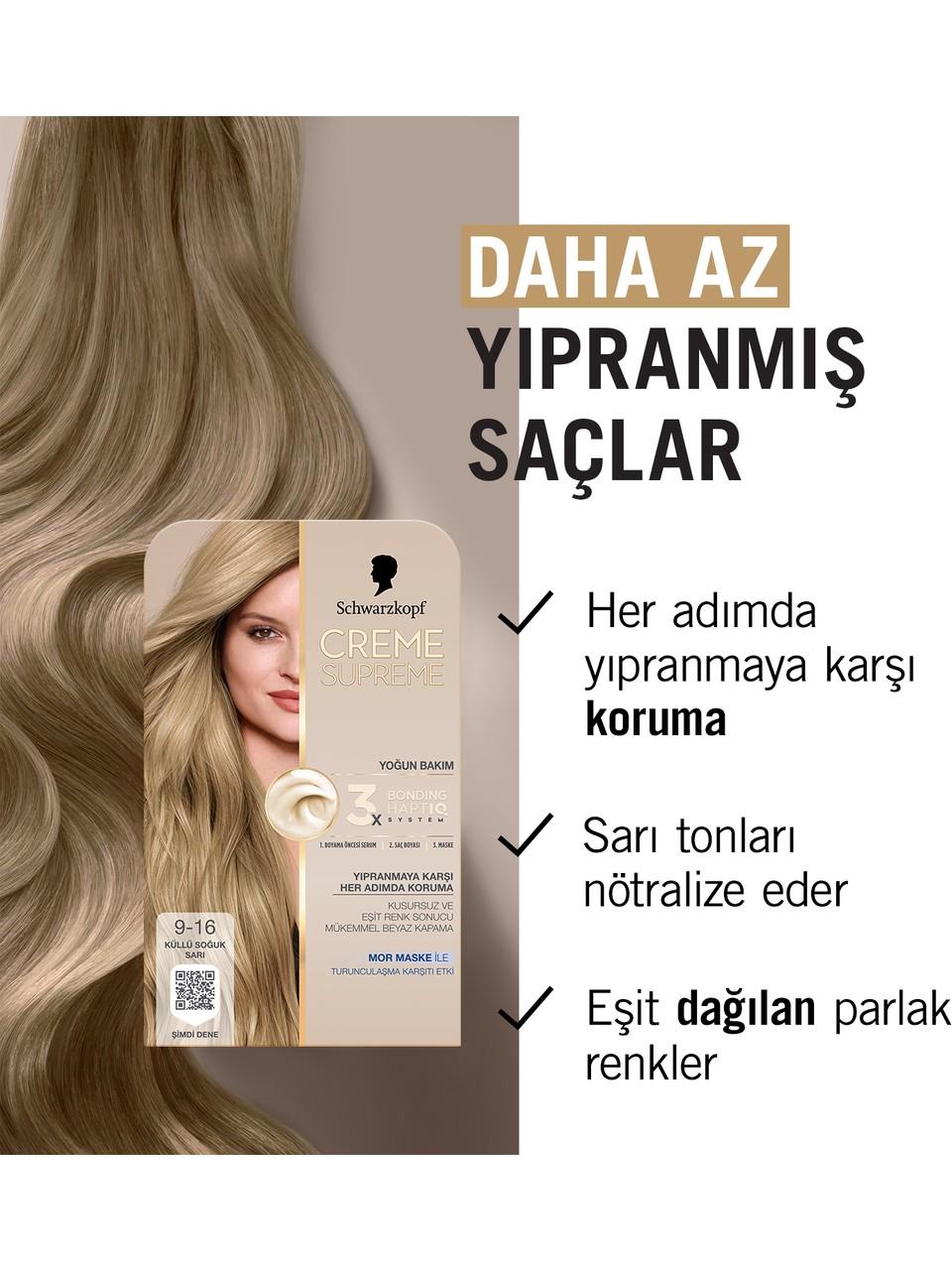 Schwarzkopf Creme Supreme Kit Boya 9-16 K.S.Sarı