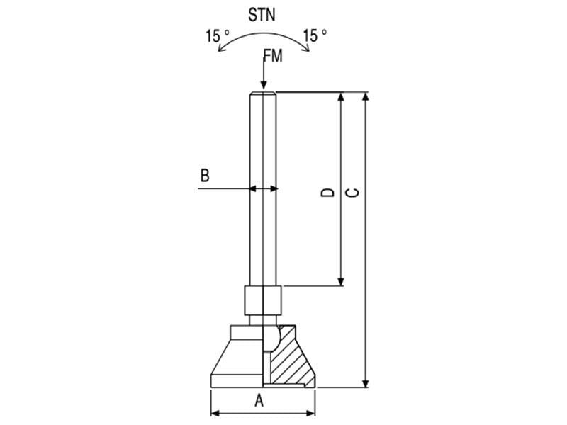 Model 505 (Ø40) Plasti̇k Pabuç Tabani (6 Köşesi̇ Paslanmaz Çeli̇k) Aisi 304 (Inox)