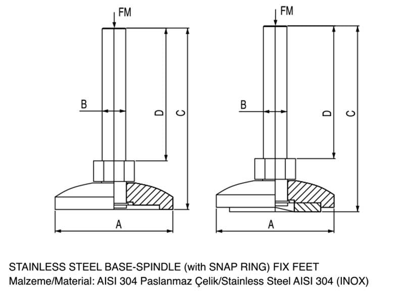 Model: 590 (Inox) Paslanmaz Taban (Segmanli) Sabi̇t