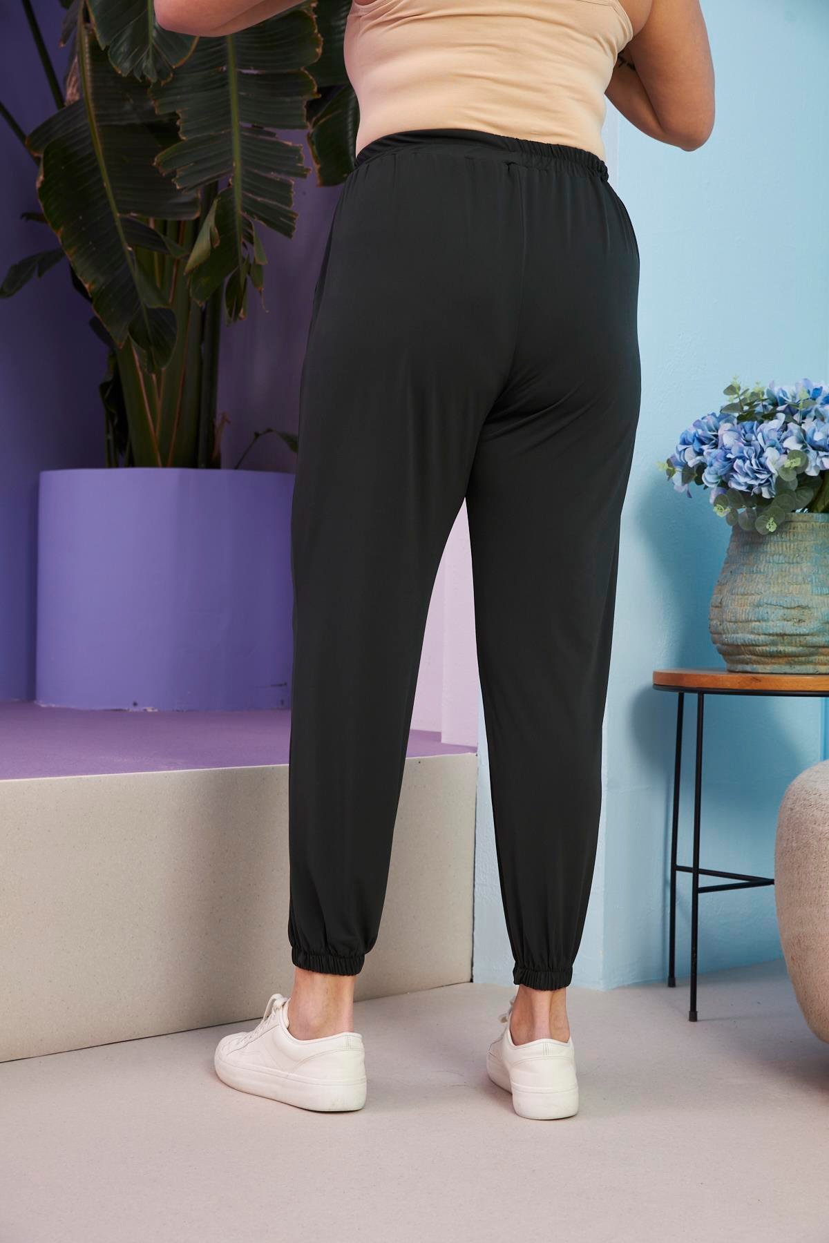 Rmg Bel ve Paça Lastikli Büyük Beden Haki Pantolon