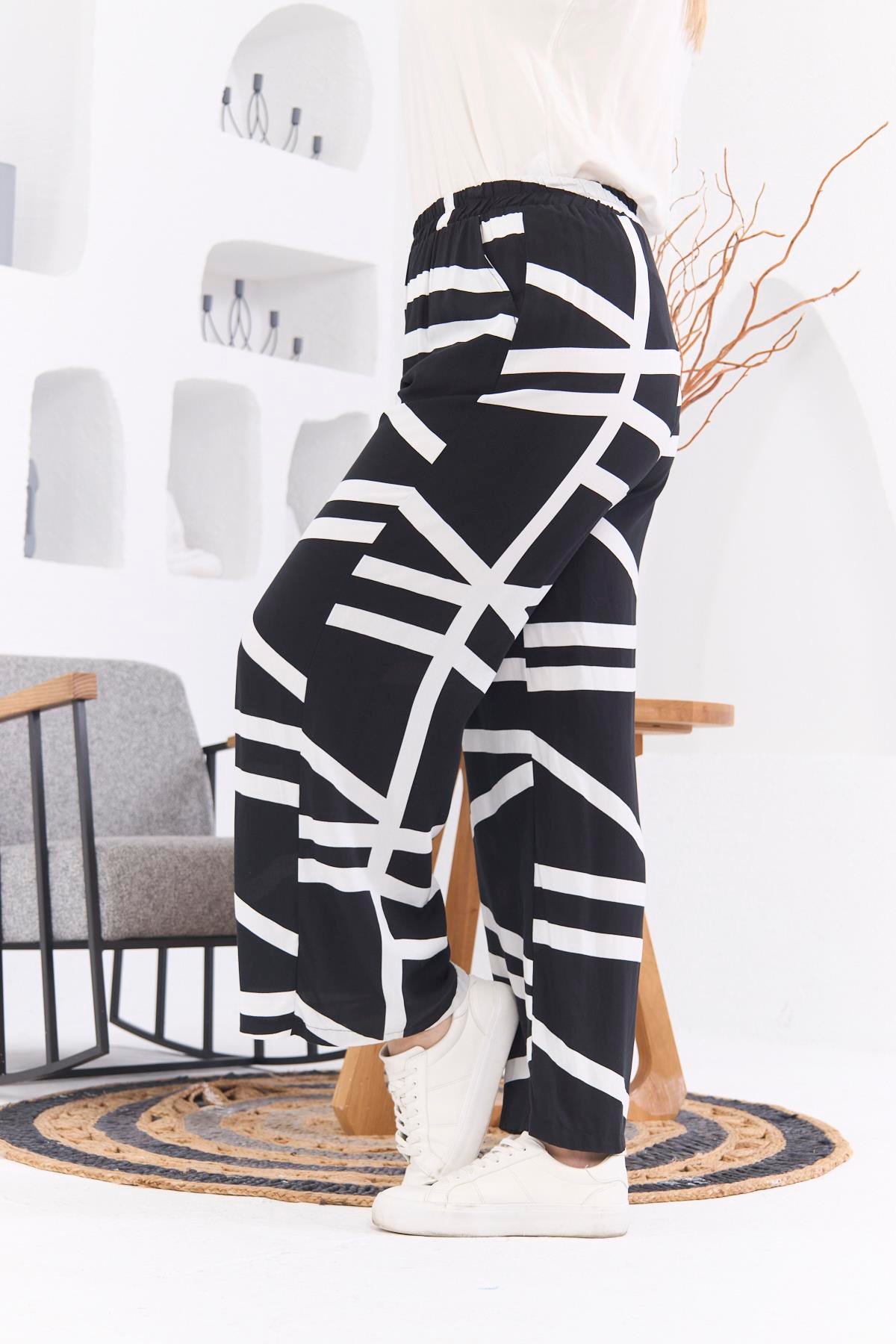 Rmg Büyük Beden Siyah Viskon Pantolon