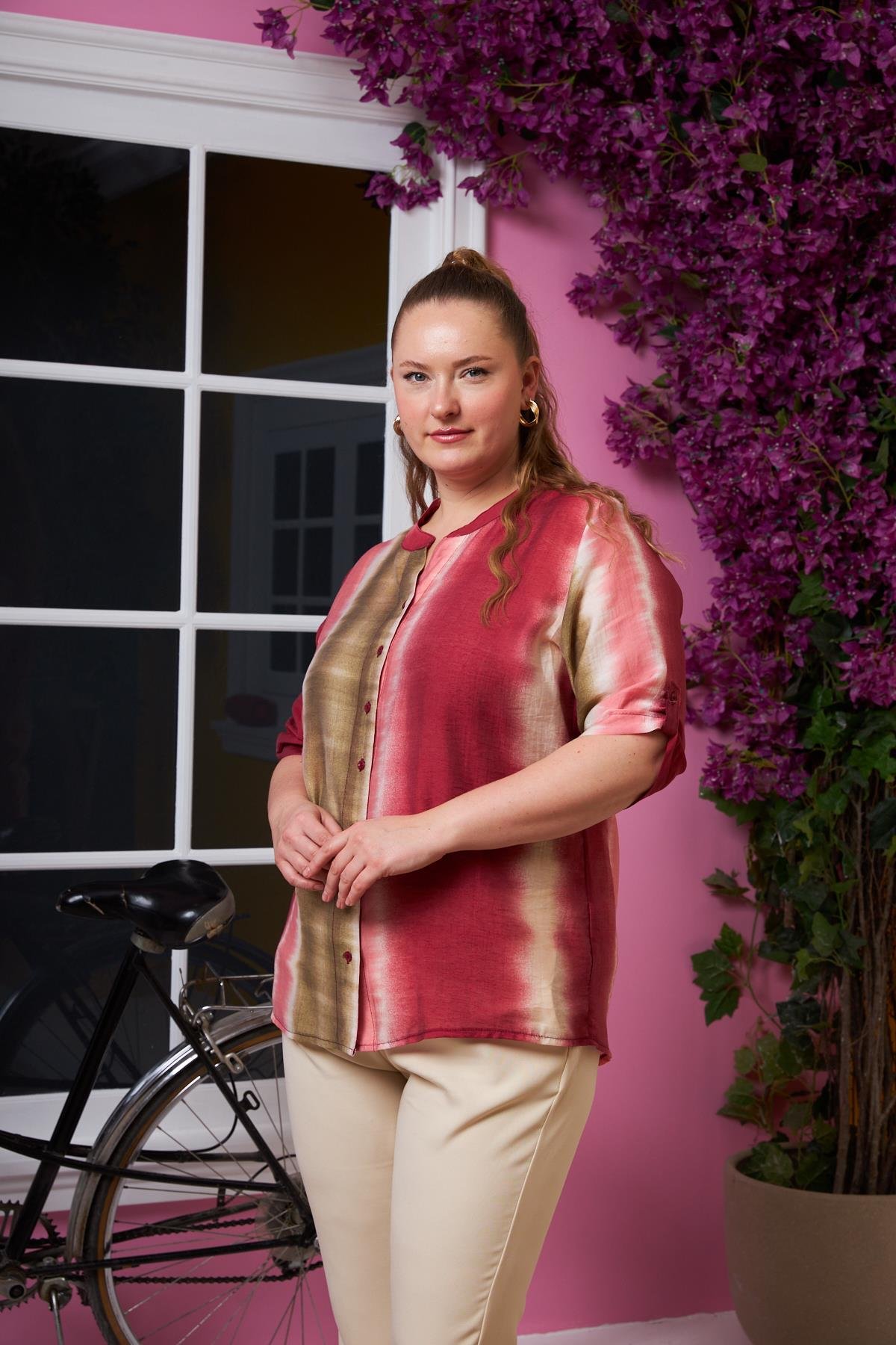 Batik Desen Büyük Beden Gömlek