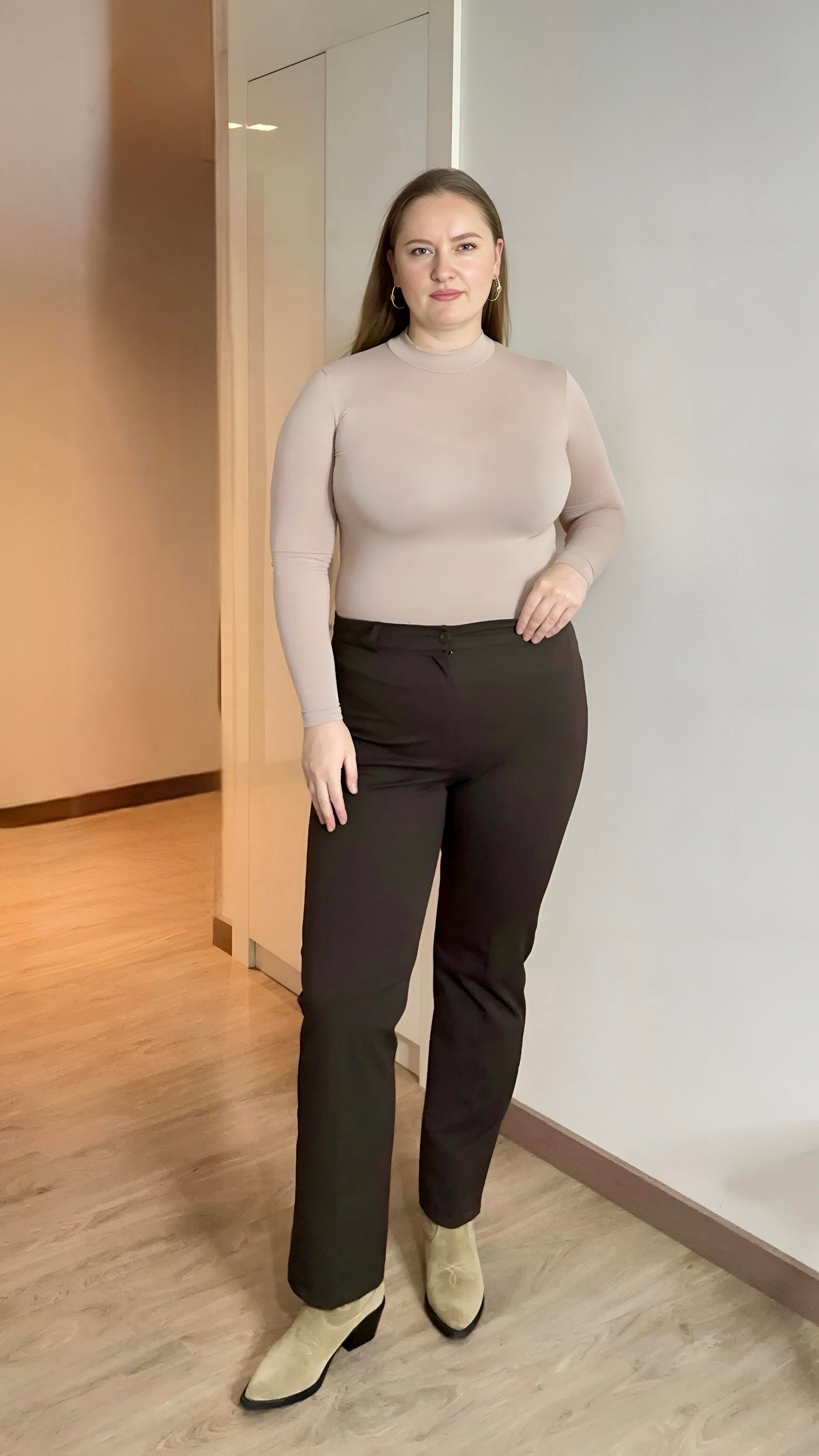 Beli Lastikli Büyük Beden Gabardin Geniş Paça Pantolon Kahve