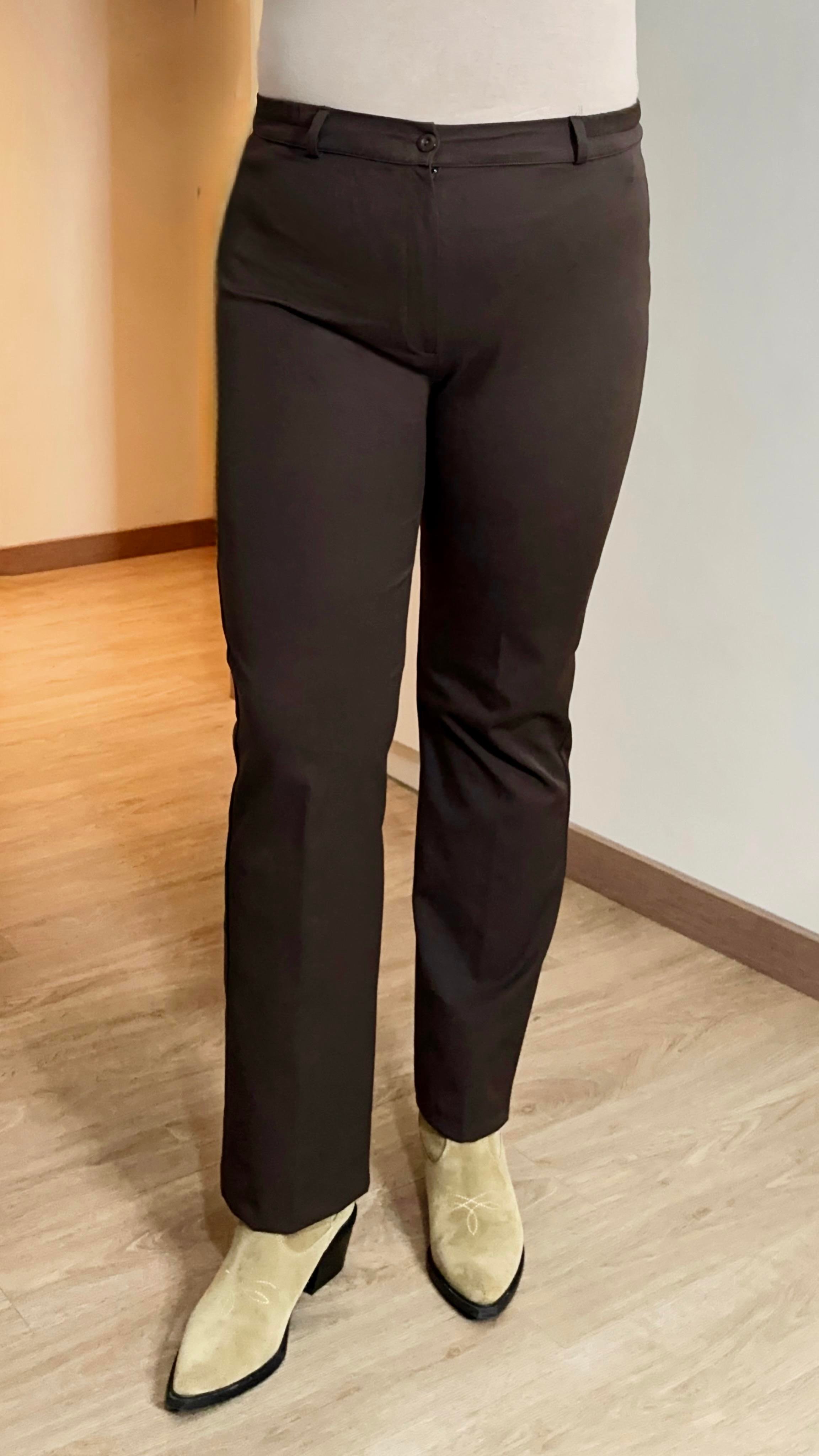 Beli Lastikli Büyük Beden Gabardin Geniş Paça Pantolon Kahve