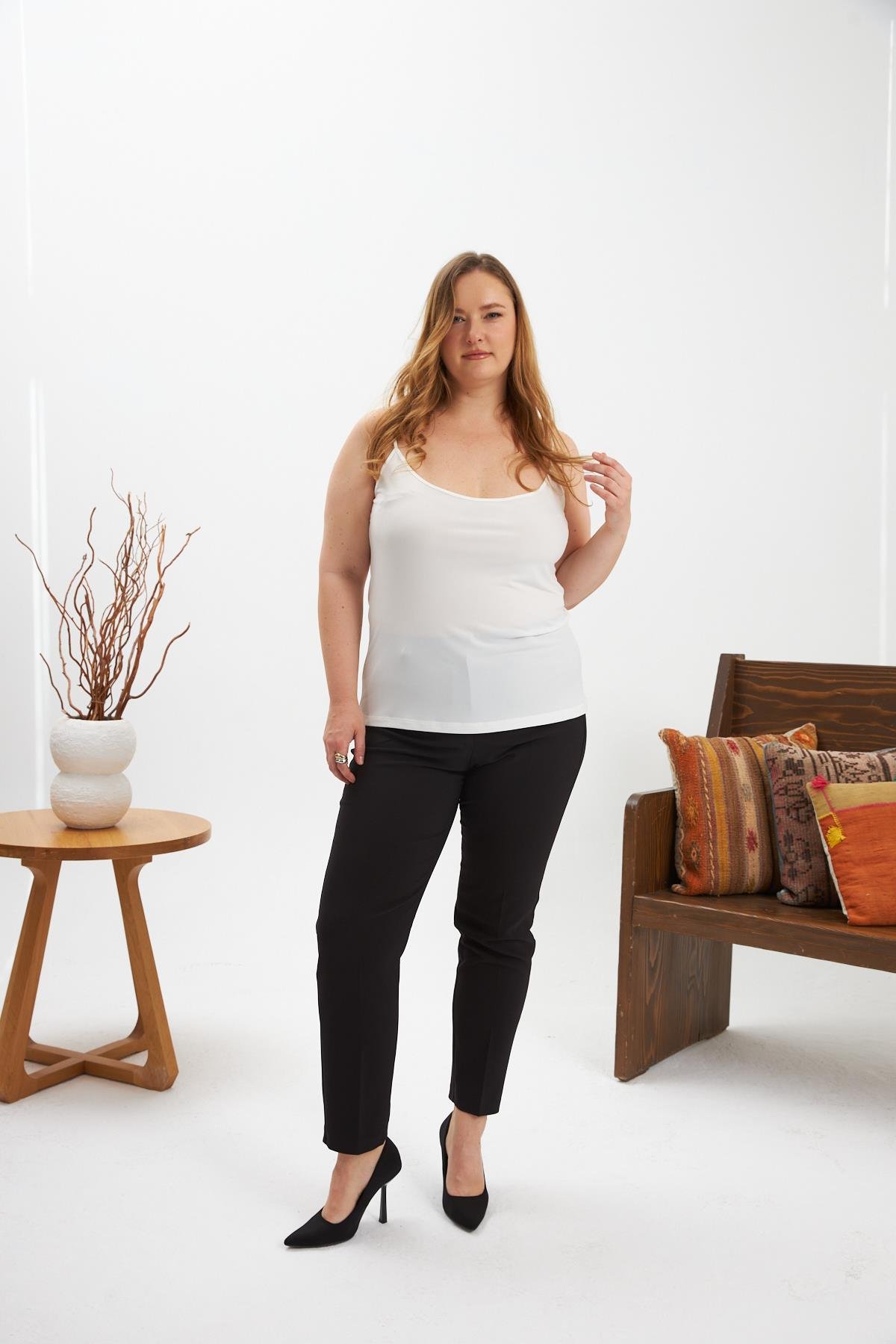 Büyük Beden Askılı Atlet Beyaz