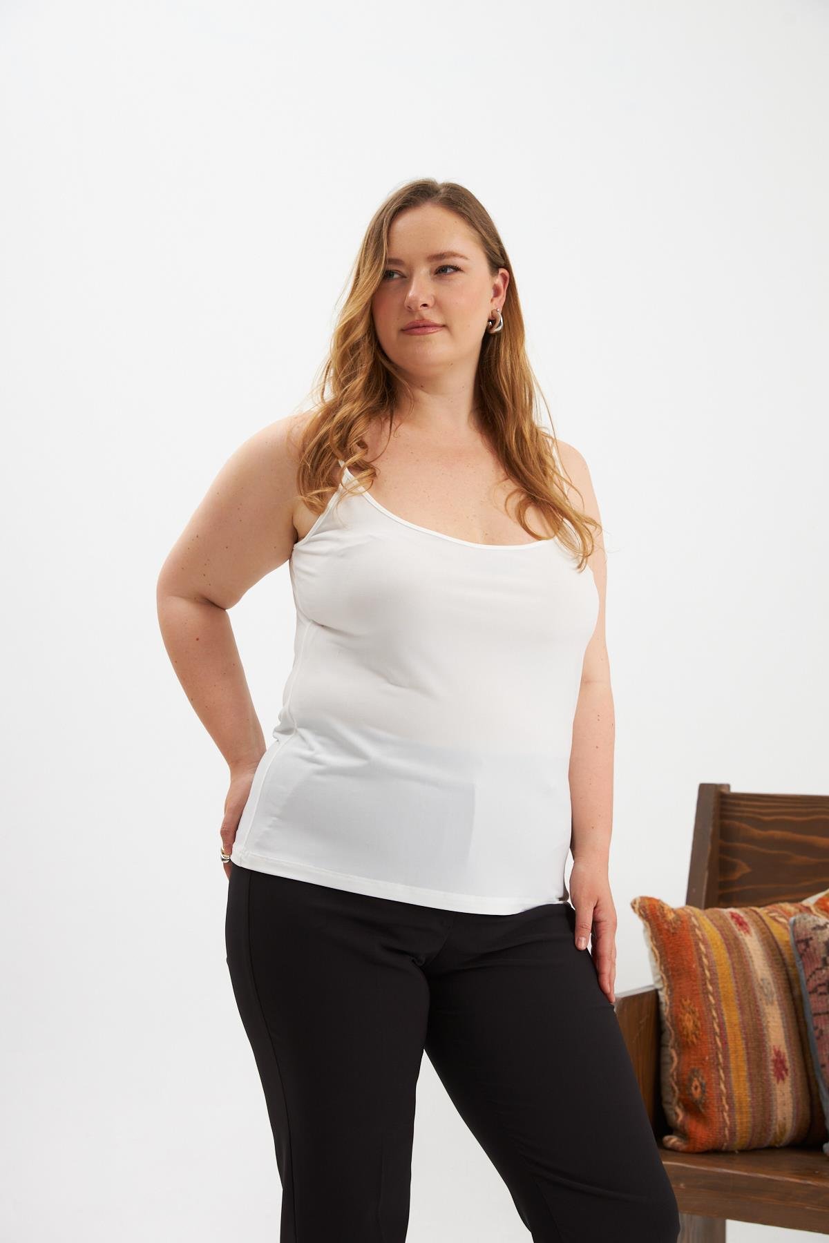 Büyük Beden Askılı Atlet Beyaz